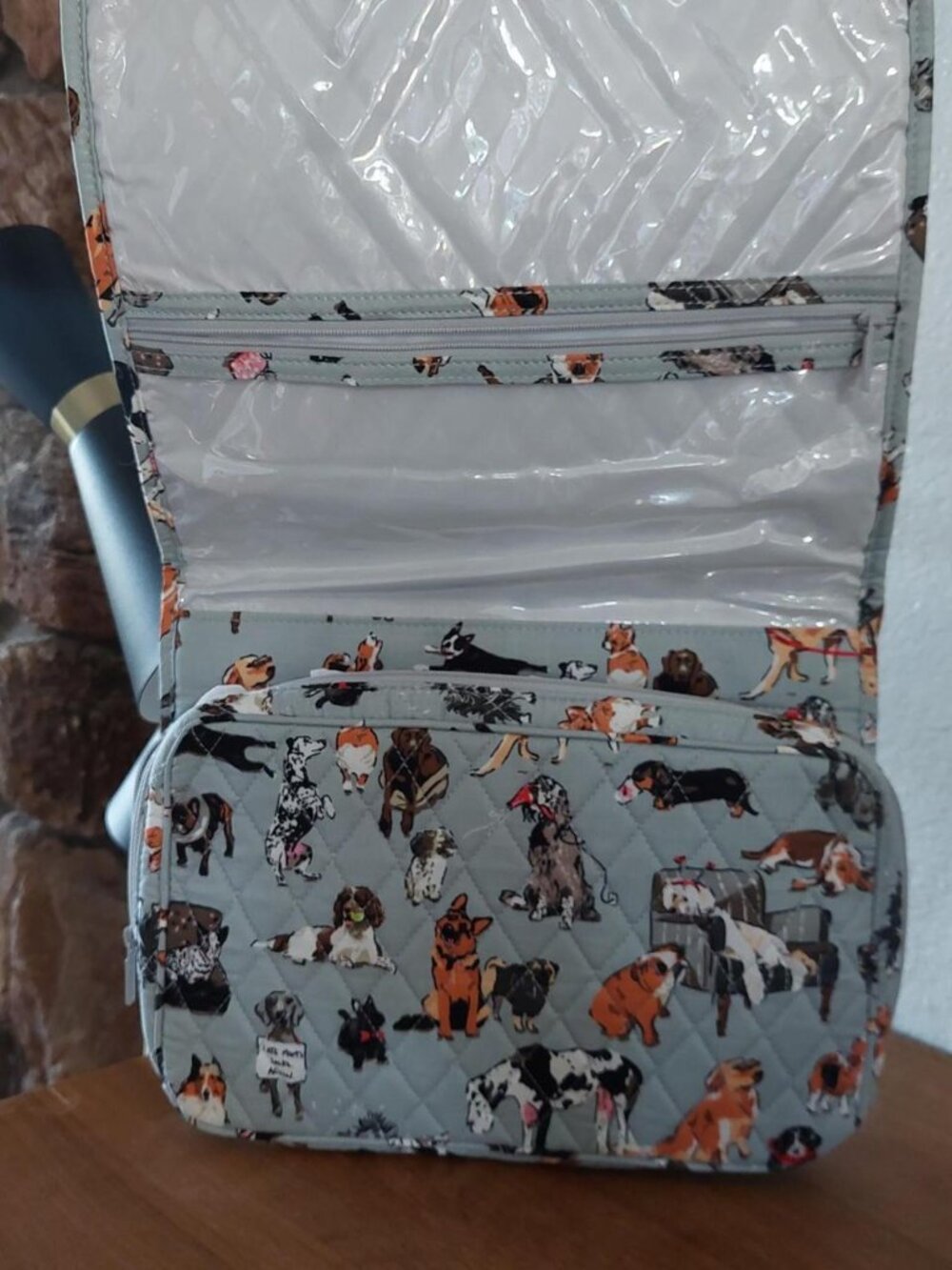 Vera Bradley Grand Hanging Travel Organizer Bag Dog Show Gray Quilted Cotton #ma - Picture 4 of 7